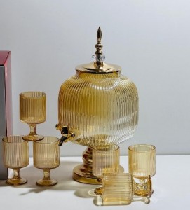 إبريق زجاجي مزخرف سعة 5 لتر + 6 كاسات